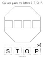 Cut and paste the letters S-T-O-P Coloring Page