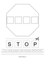 Cut and paste the letters S-T-O-P Handwriting Sheet