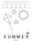 Cut and paste the letters S-U-M-M-E-R Coloring Page