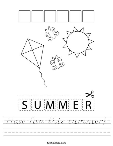 Cut and paste the letters S-U-M-M-E-R. Worksheet