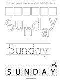 Cut and paste the letters S-U-N-D-A-Y Coloring Page