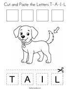Cut and Paste the Letters T-A-I-L Coloring Page