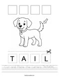 Cut and Paste the Letters T-A-I-L Worksheet