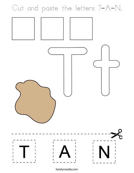 Cut and paste the letters T-A-N. Coloring Page