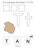 Cut and paste the letters T-A-N. Coloring Page