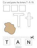 Cut and paste the letters T-A-N Coloring Page
