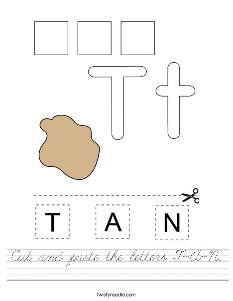 Cut and paste the letters T-A-N. Worksheet