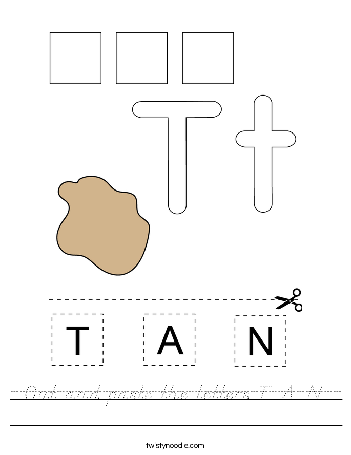 Cut and paste the letters T-A-N. Worksheet