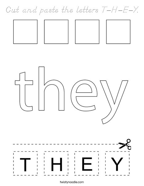 Cut and paste the letters T-H-E-Y. Coloring Page