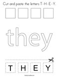 Cut and paste the letters T-H-E-Y. Coloring Page