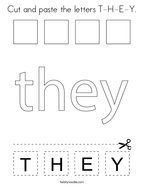 Cut and paste the letters T-H-E-Y Coloring Page