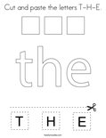 Cut and paste the letters T-H-E. Coloring Page