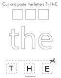 Cut and paste the letters T-H-E Coloring Page