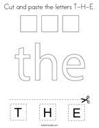 Cut and paste the letters T-H-E Coloring Page