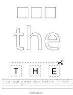 Cut and paste the letters T-H-E Handwriting Sheet