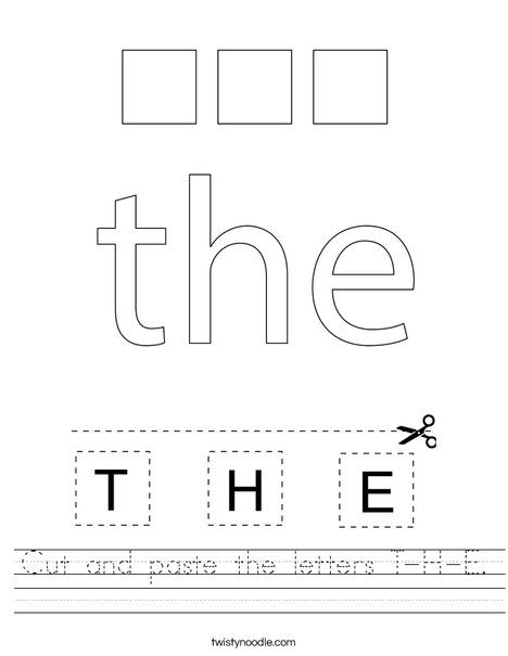 Cut and paste the letters T-H-E. Worksheet