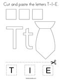 Cut and paste the letters T-I-E Coloring Page