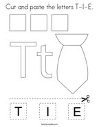 Cut and paste the letters T-I-E Coloring Page