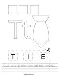 Cut and paste the letters T-I-E. Worksheet