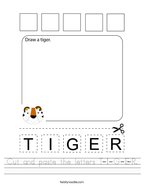 Cut and paste the letters T-I-G-E-R Handwriting Sheet