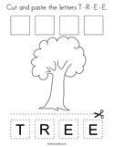 Cut and paste the letters T-R-E-E Coloring Page
