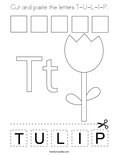 Cut and paste the letters T-U-L-I-P. Coloring Page