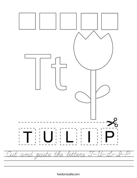 Cut and paste the letters T-U-L-I-P Worksheet