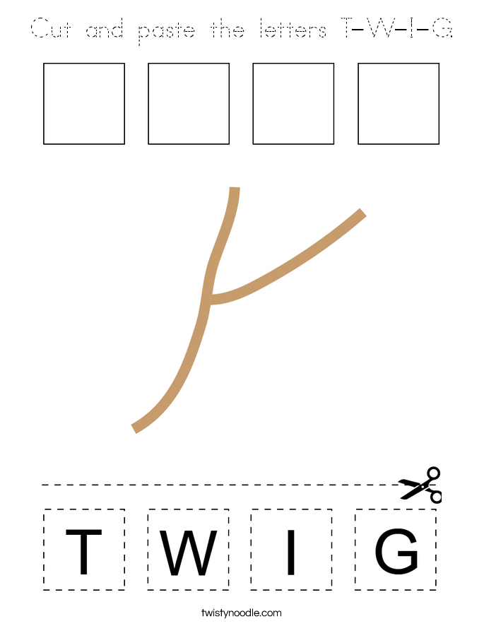 Cut and paste the letters T-W-I-G. Coloring Page
