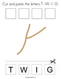 Cut and paste the letters T-W-I-G Coloring Page