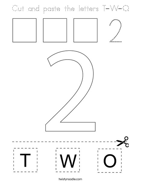 Cut and paste the letters T-W-O. Coloring Page