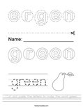 Cut and paste the letters to make the word green. Worksheet