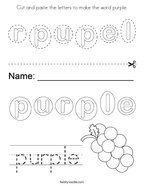 Cut and paste the letters to make the word purple Coloring Page