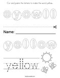 Cut and paste the letters to make the word yellow.. Coloring Page