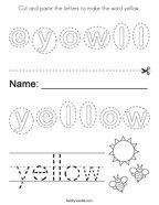 Cut and paste the letters to make the word yellow Coloring Page