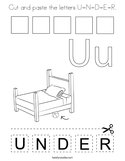 Cut and paste the letters U-N-D-E-R Coloring Page