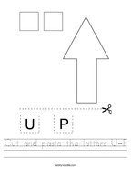 Cut and paste the letters U-P Handwriting Sheet