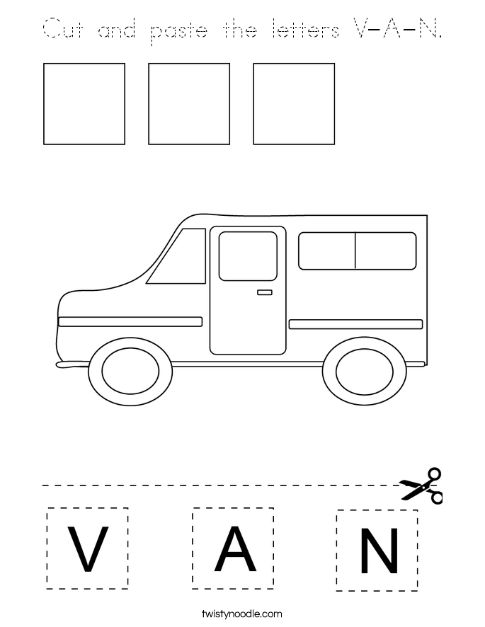 Cut and paste the letters V-A-N. Coloring Page
