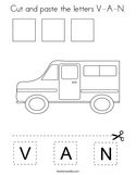 Cut and paste the letters V-A-N Coloring Page