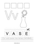 Cut and paste the letters V-A-S-E. Worksheet