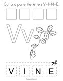 Cut and paste the letters V-I-N-E Coloring Page