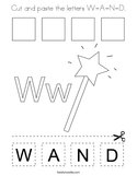 Cut and paste the letters W-A-N-D Coloring Page