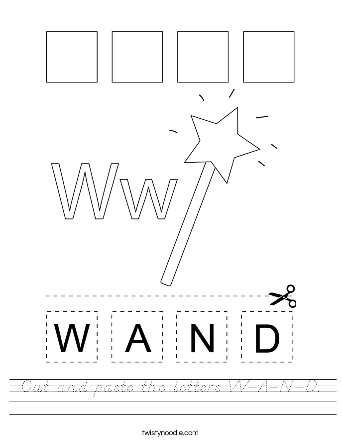 Cut and paste the letters W-A-N-D. Worksheet
