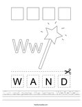 Cut and paste the letters W-A-N-D. Worksheet
