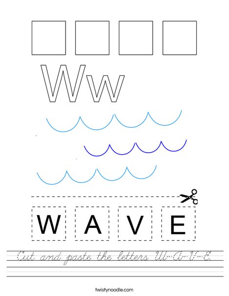 Cut and paste the letters W-A-V-E. Worksheet