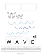 Cut and paste the letters W-A-V-E Handwriting Sheet