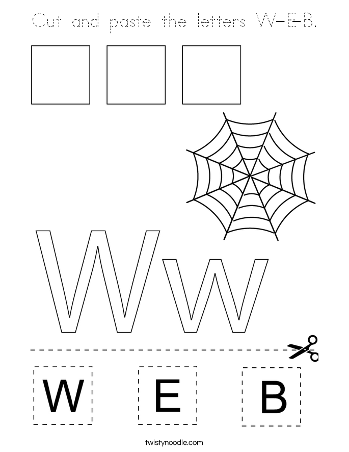 Cut and paste the letters W-E-B. Coloring Page