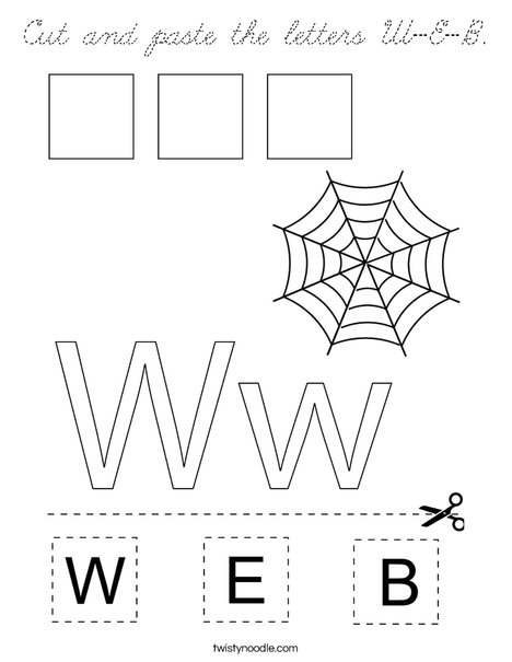Cut and paste the letters W-E-B. Coloring Page