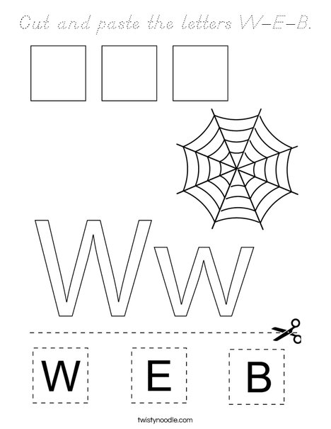 Cut and paste the letters W-E-B. Coloring Page