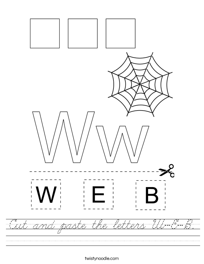 Cut and paste the letters W-E-B. Worksheet