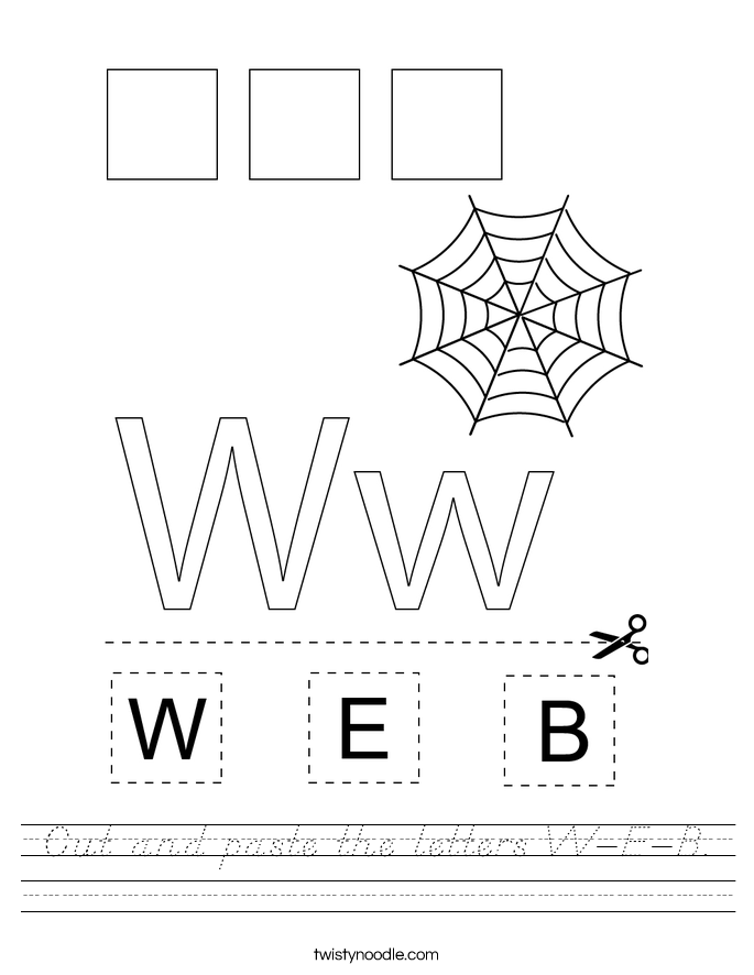 Cut and paste the letters W-E-B. Worksheet